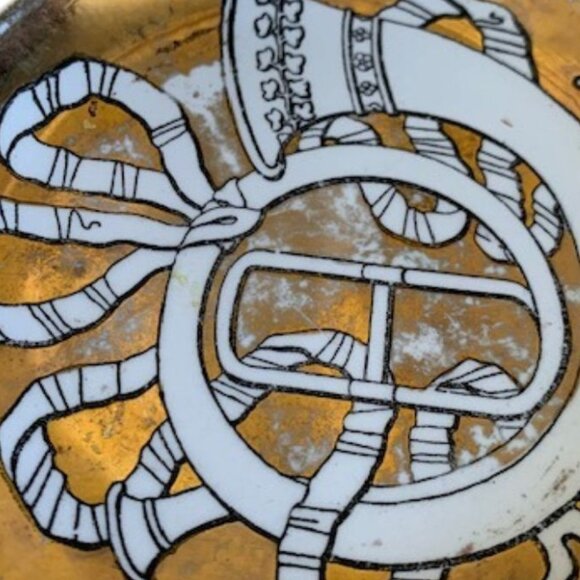 Vintage Fornasetti Musicalia Porcelain Gilt Coaster - Picture 2 of 3